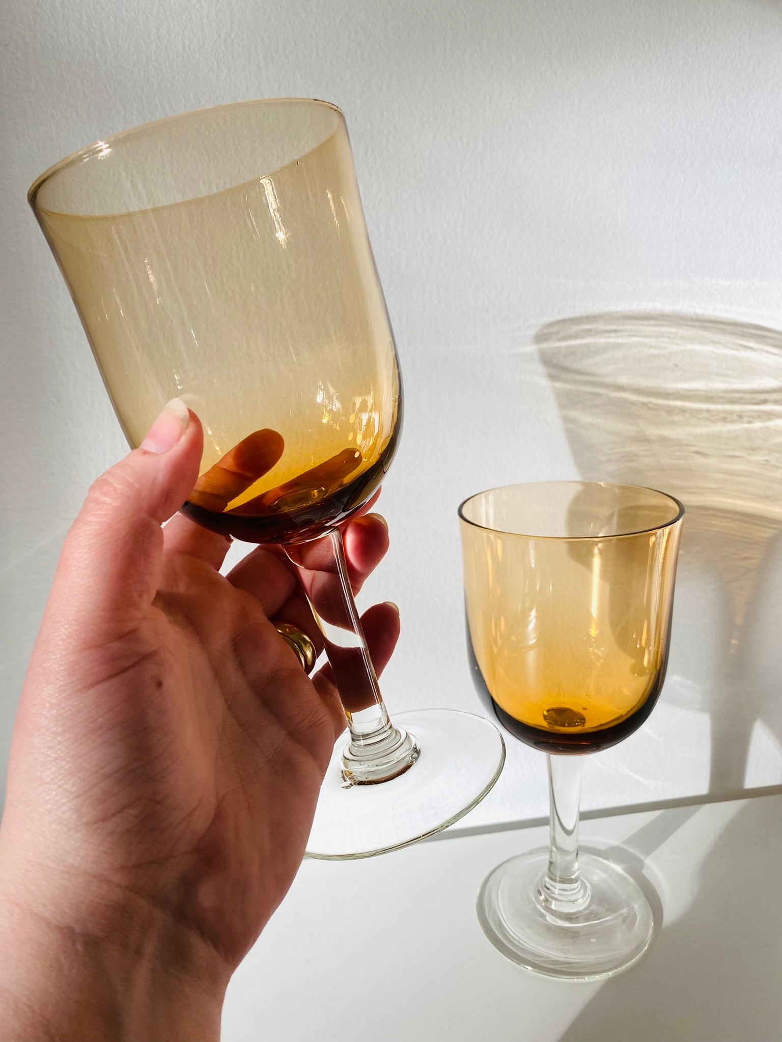 Set of 2 Amber wine goblets