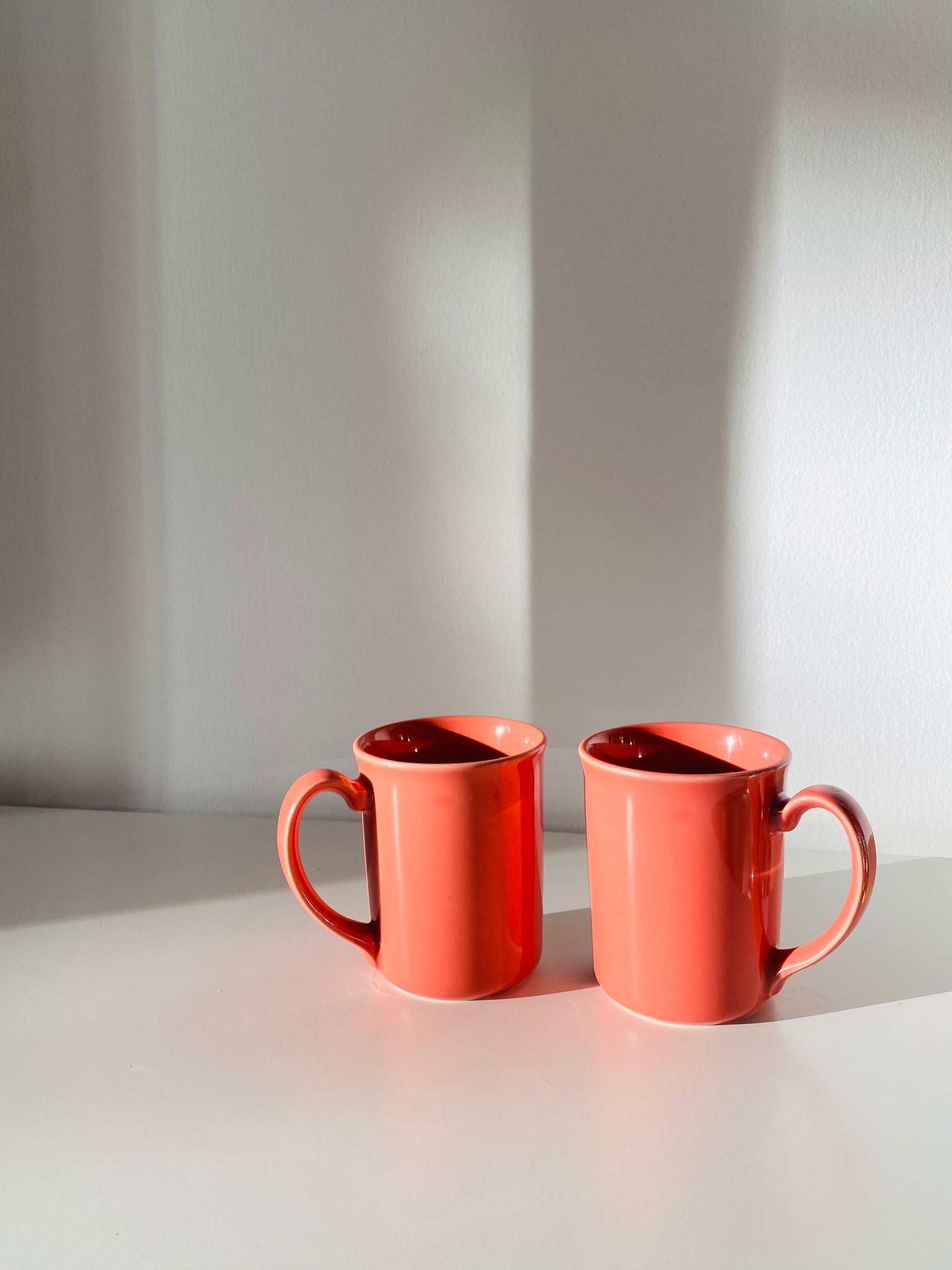 Set of 2 coral pink Corning ware mugs
