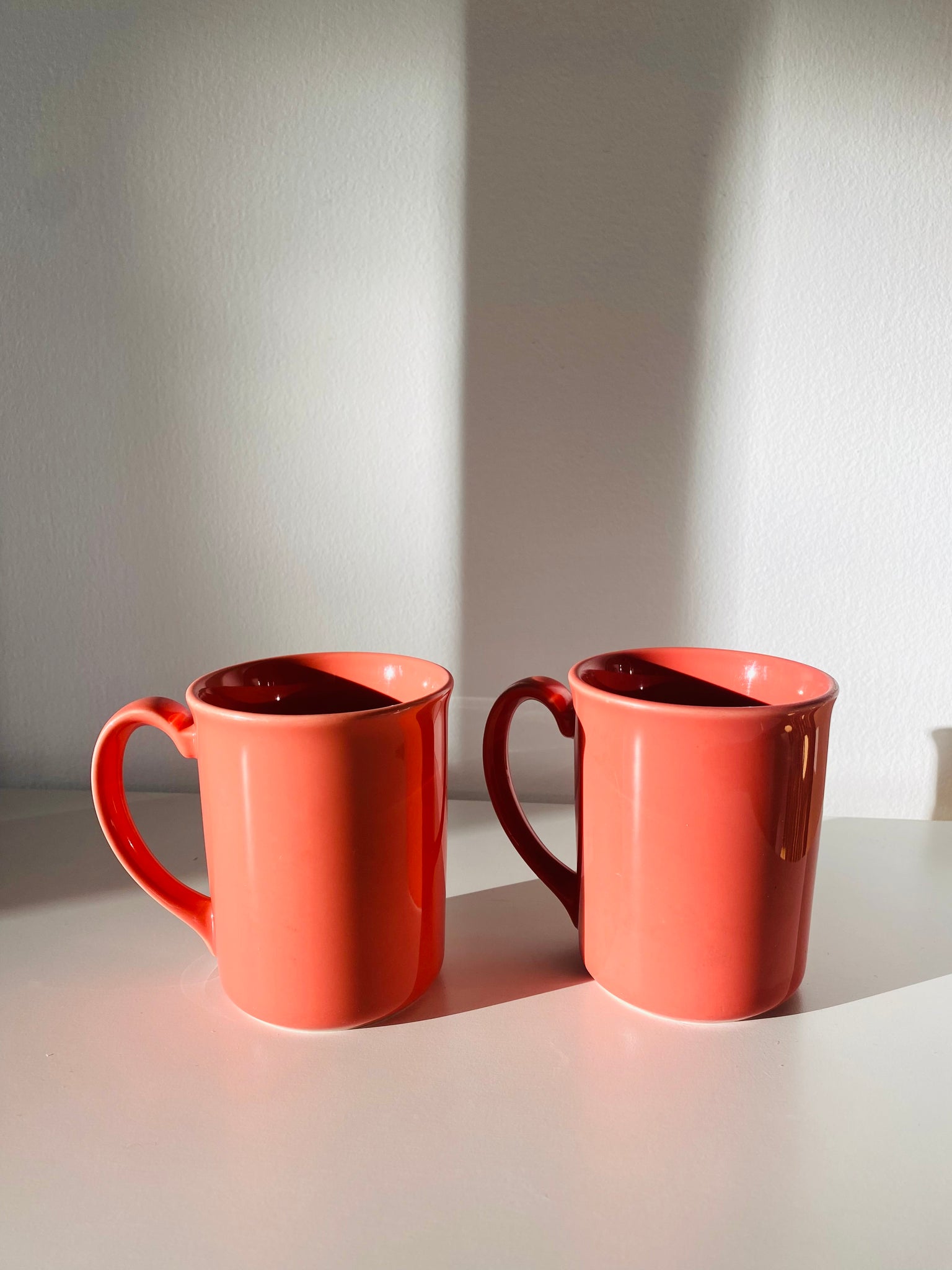 Set of 2 coral pink Corning ware mugs