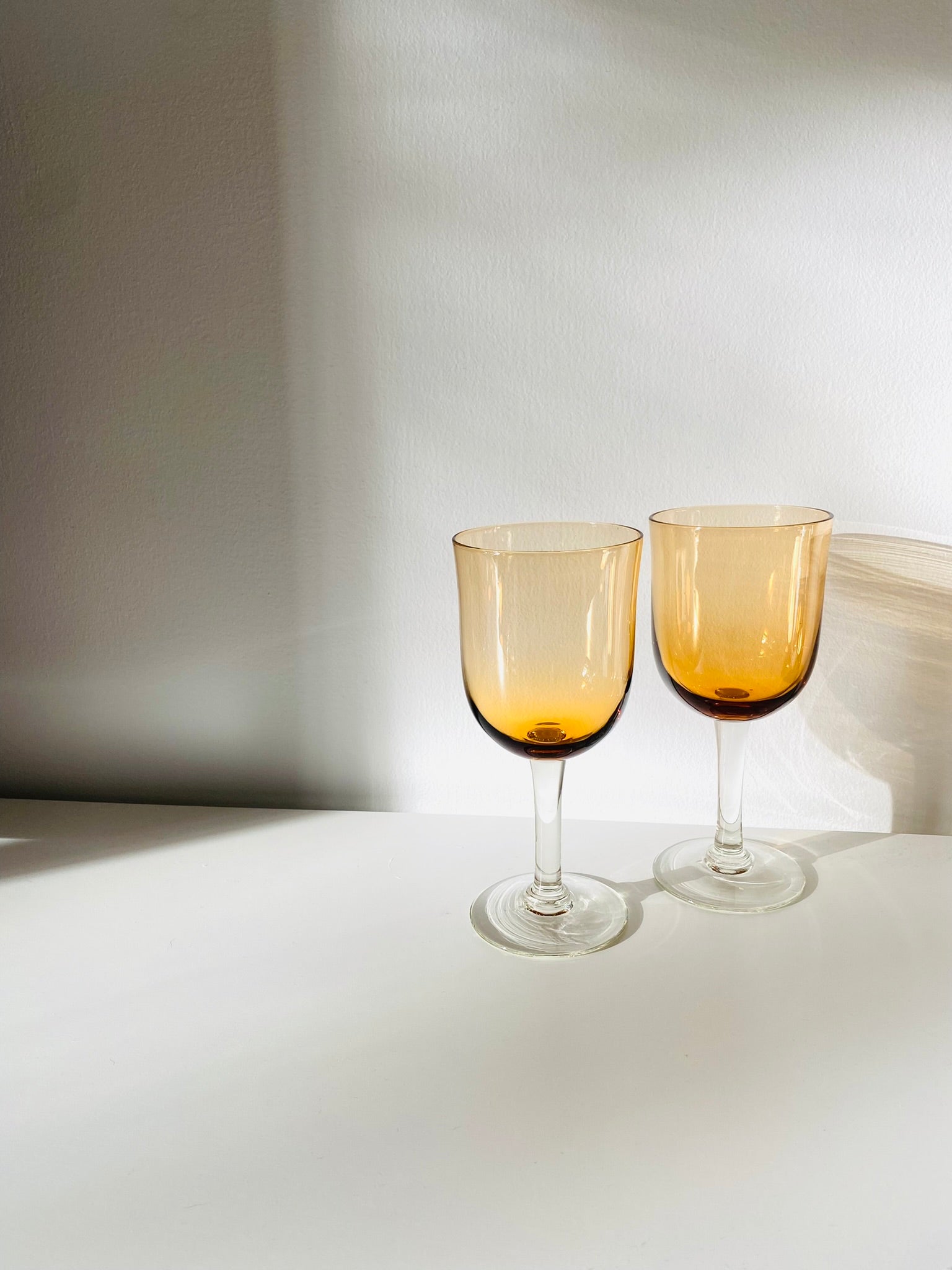 Set of 2 Amber wine goblets